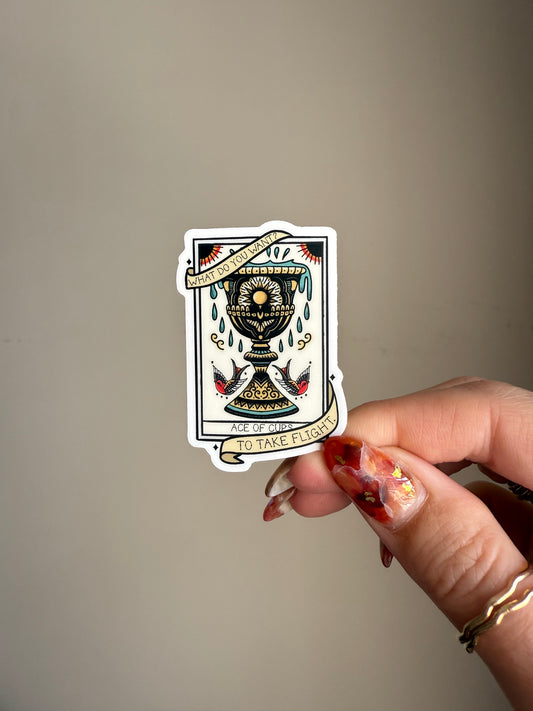 Ace of Cups Tarot Card Sticker | Scythe & Sparrow