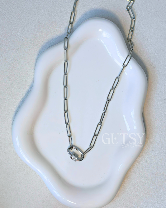The Basic Witch CZ Diamond Carabiner Necklace