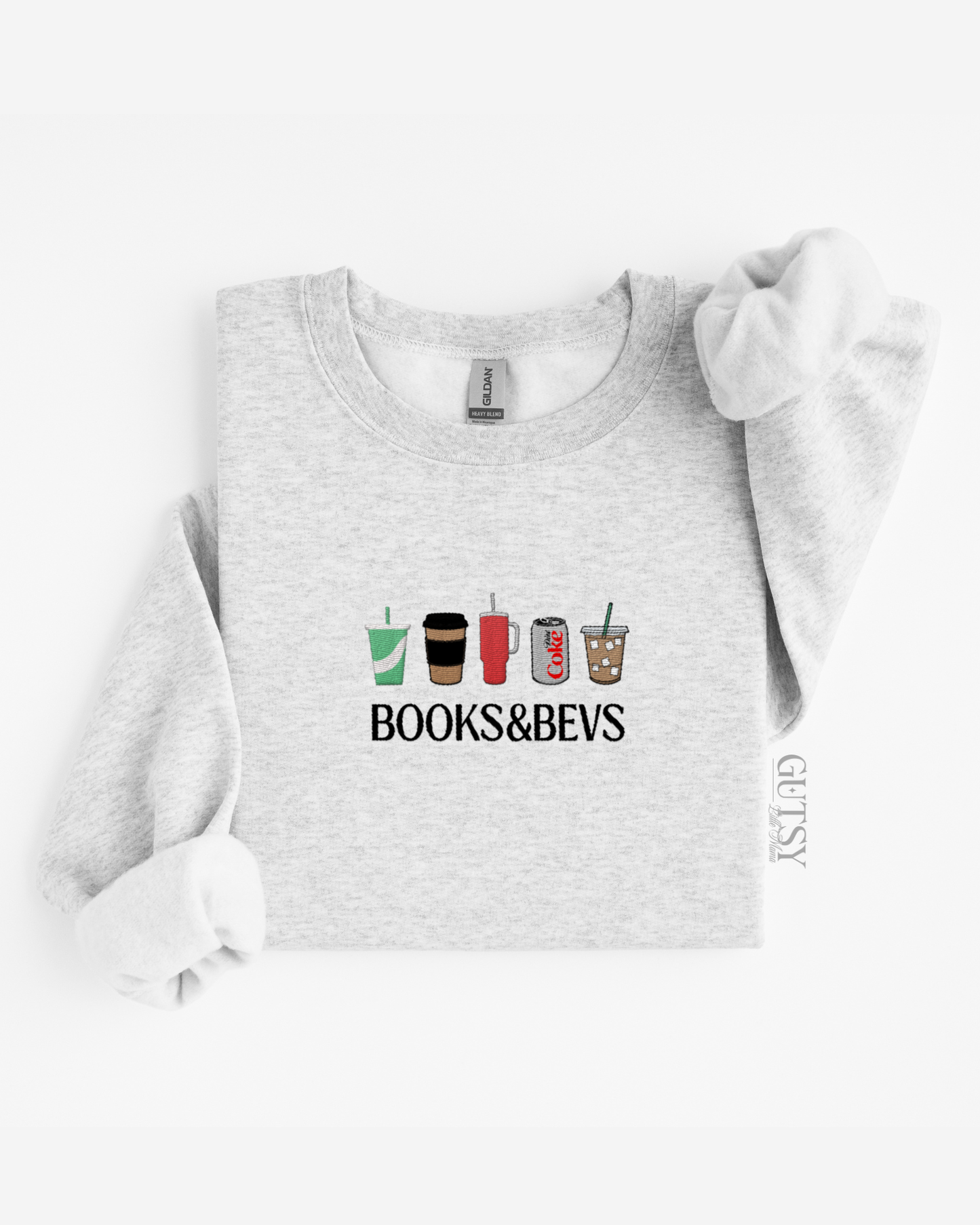 Books and Bevs Embroidered Crewneck Sweater