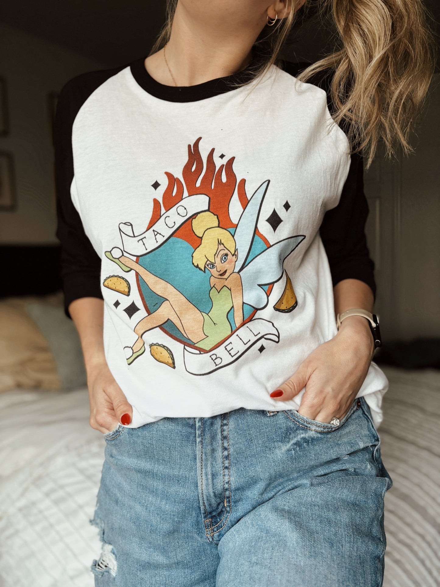 Taco Bell Princess 3/4 sleeve raglan shirt