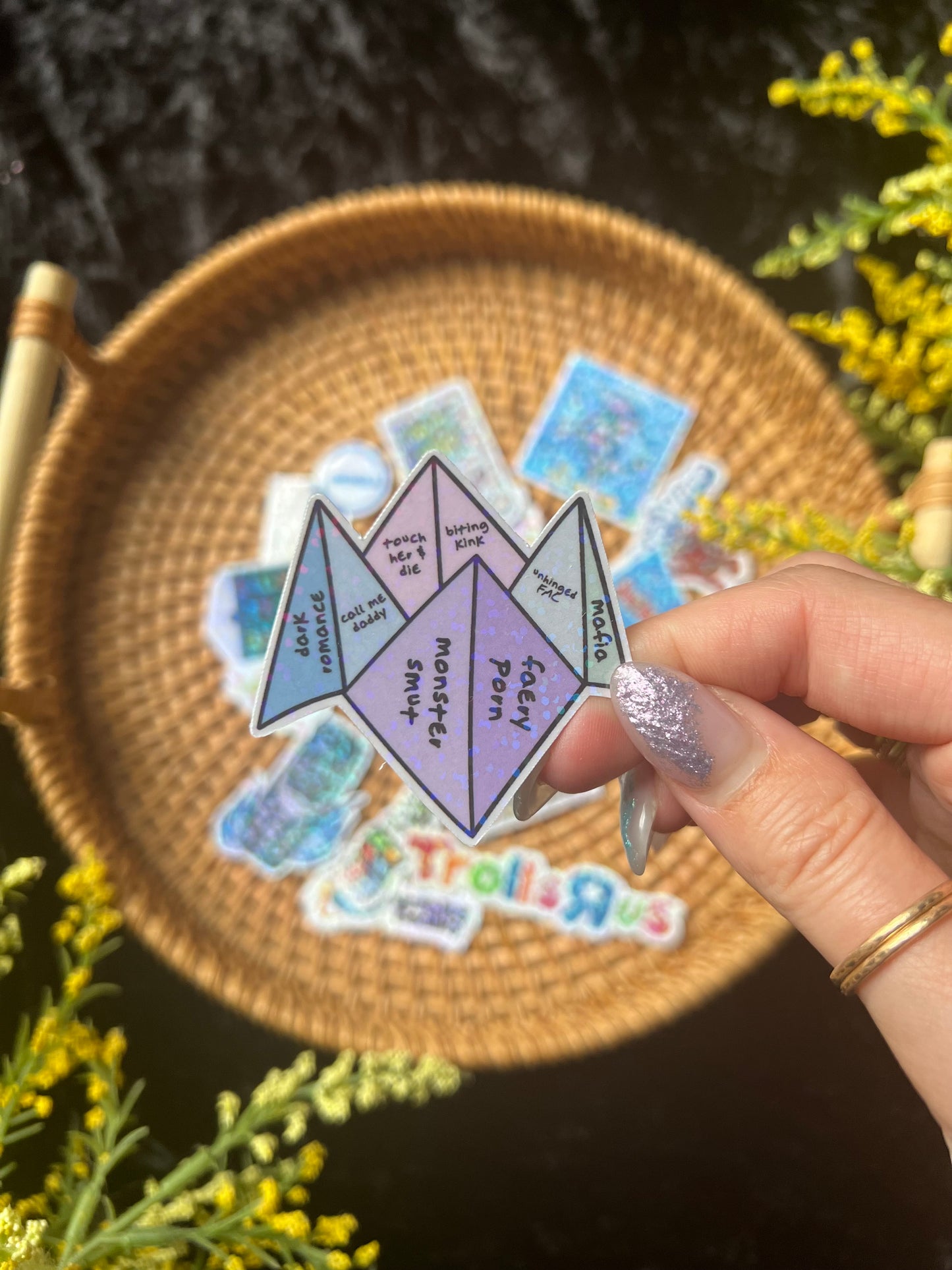 Cootie Catcher Tropes Holographic Sticker