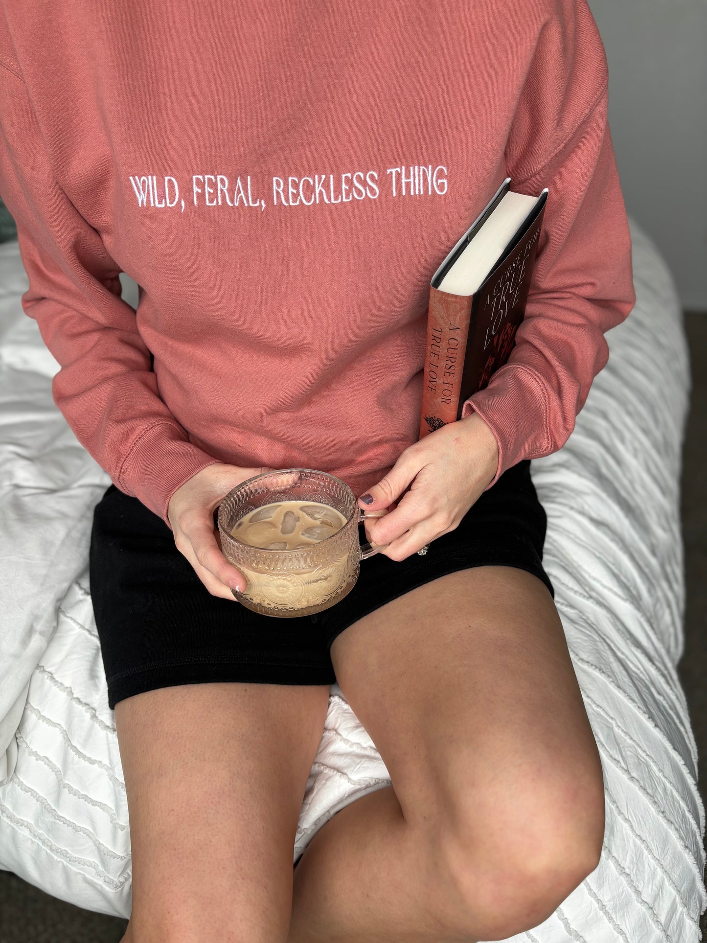 Wild Feral Reckless Thing Luxe Crewneck - Rose Gold