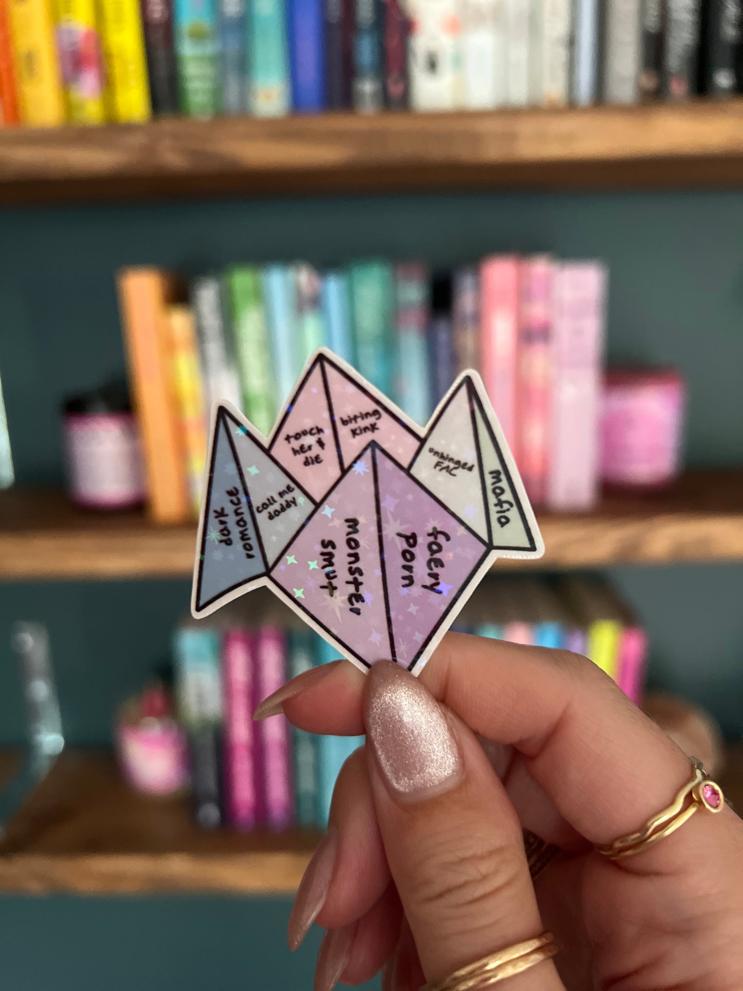 Cootie Catcher Tropes Holographic Sticker