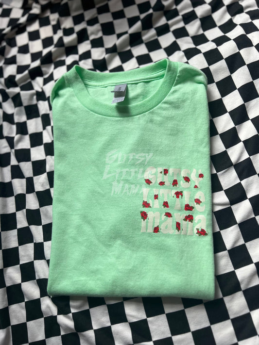 Gutsy Little Mama Roses Tee Mint Green - SMALL