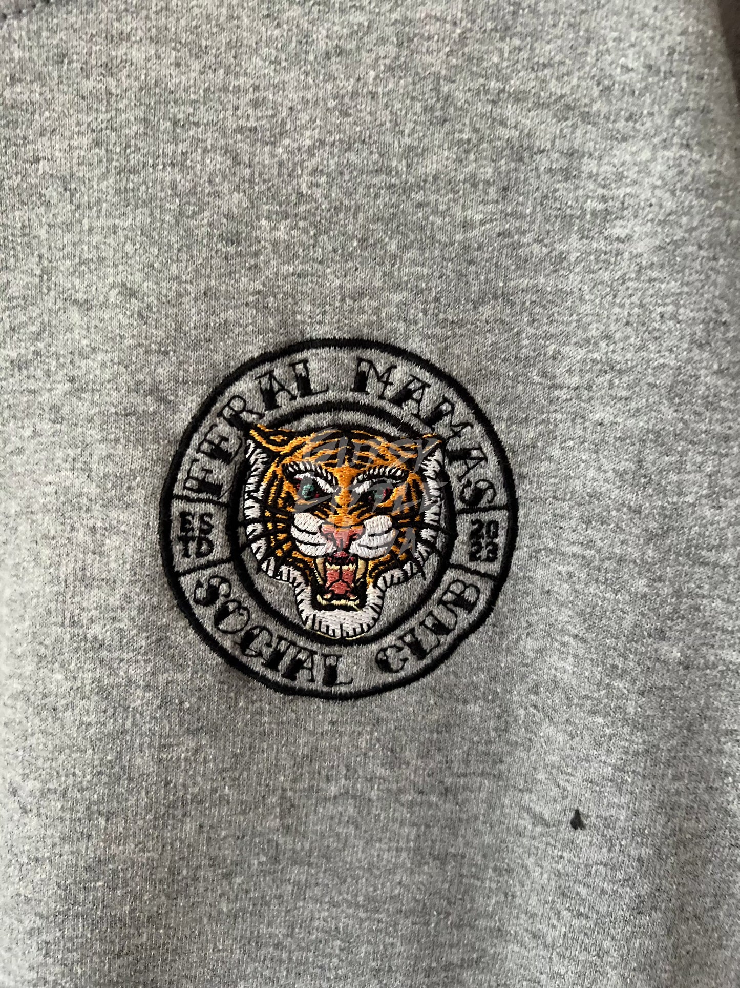 Feral Mamas Social Club Sport Grey Embroidered Crew - SMALL