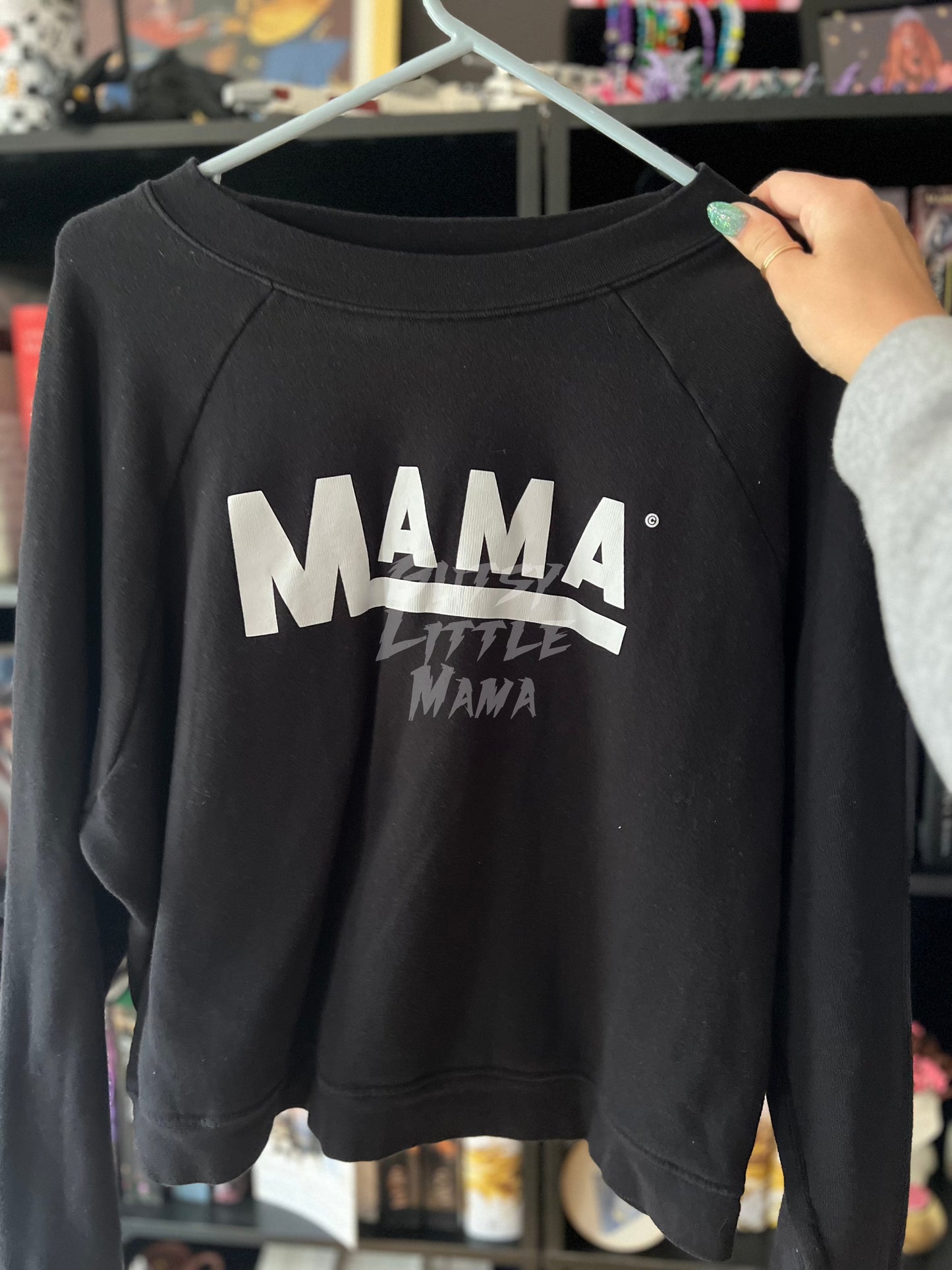 Mama Black Crop Sweatshirt - LARGE