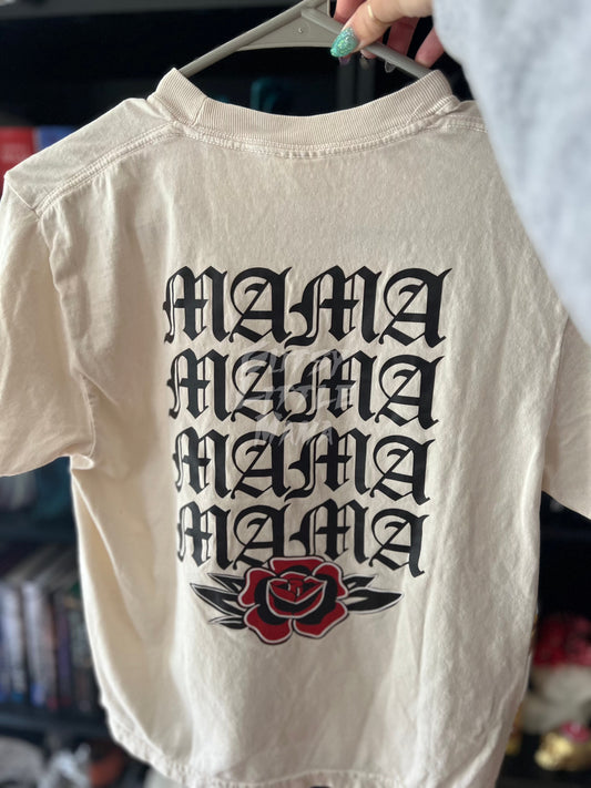 Mama Olde English Slight Crop Tee - Size SMALL